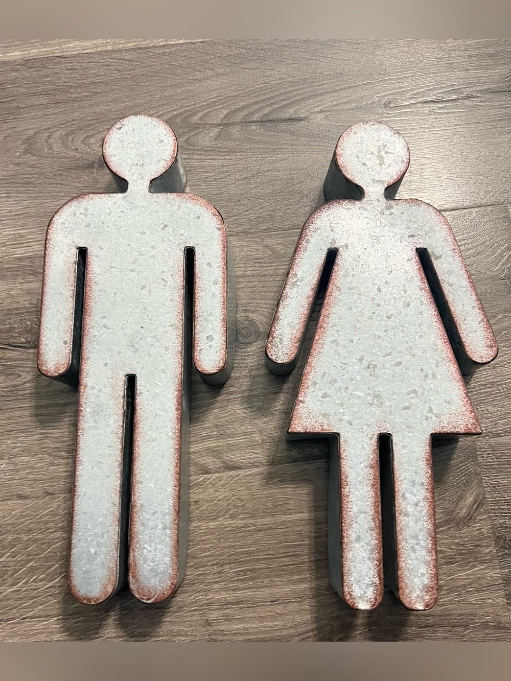 Galvanized Marquee His and Hers Symbols Restaurant Restroom Metal Signs 14â